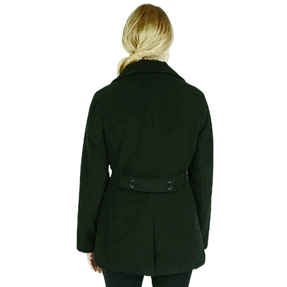 Excelled Womens Double-Breasted Faux-Wool Classic Peacoat Charcoal Sz. Small New - Picture 6 of 9